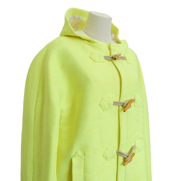 J. CREW COLLECTION Neon Yellow Textured Basket-Weave NWOT Toggle Coat Size 12 - Picture 6 of 16